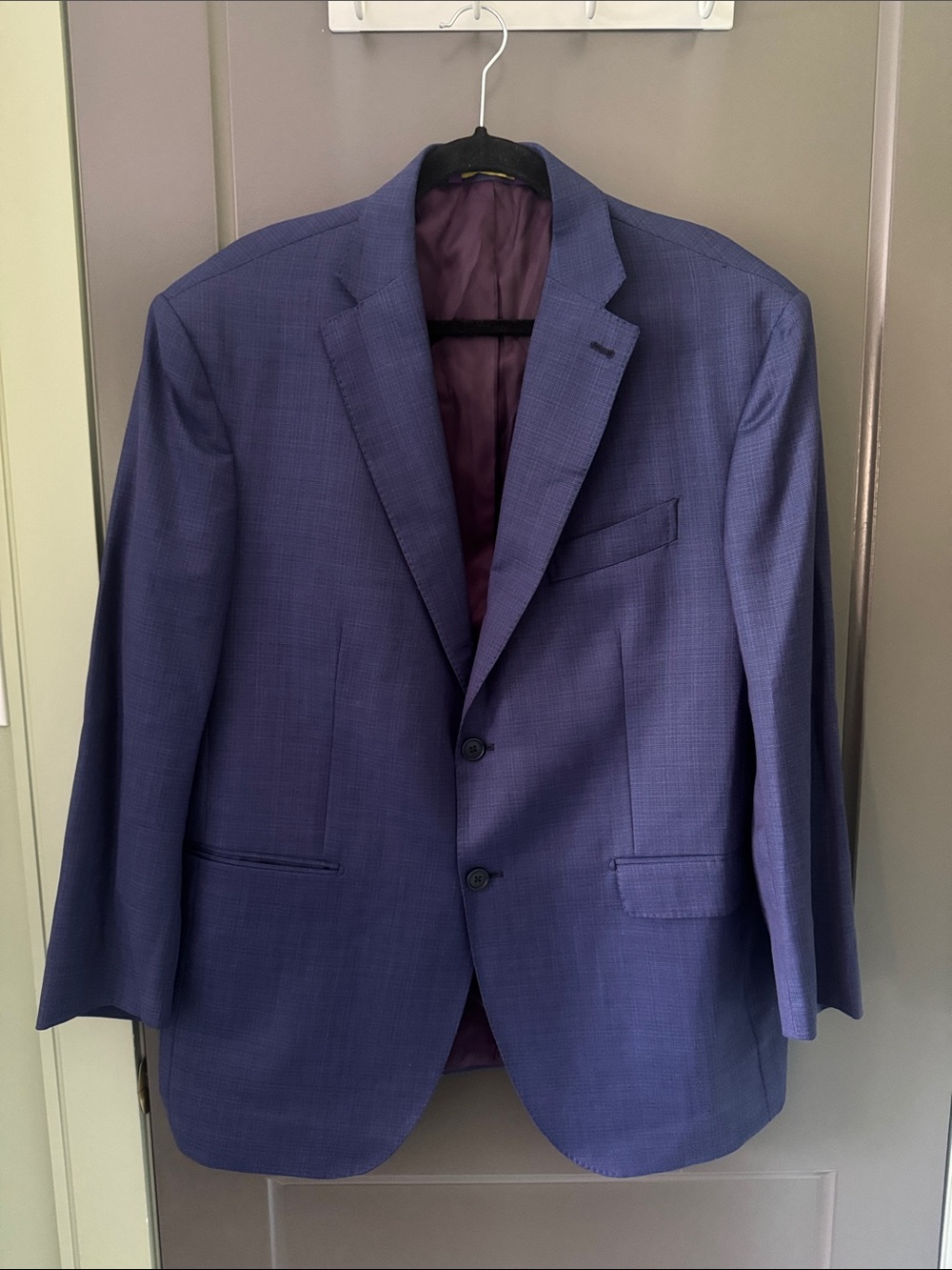 Men's Tailored Blue Two-Button Sport Coat, 100% wool, made in Italy 48R